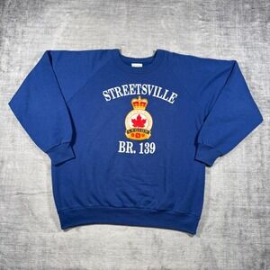 Streetsville Legion Sweatshirt Mens XL Blue BR 139 Vintage 80s Canada Crewneck